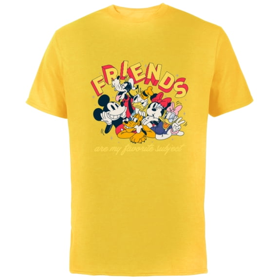Disney Mickey and Friends are My Favorite Subject - Short Sleeve Cotton T-Shirt for Adults - Customized-Yellow