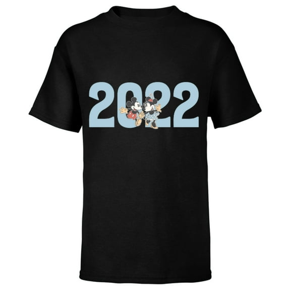 Disney Mickey and Minnie 2022 New Year’s Eve - Short Sleeve T-Shirt for Kids – Customized-Black