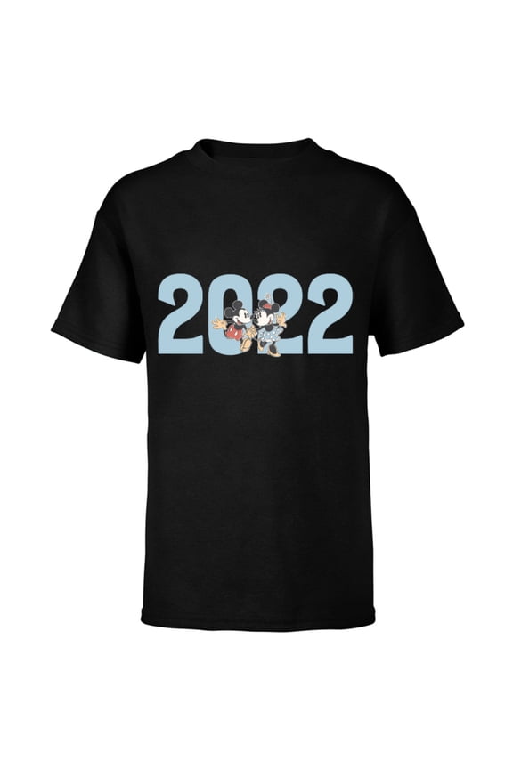 Mickey and Minnie 2022 New Year’s Eve - Short Sleeve T-Shirt for Kids – Customized-Black