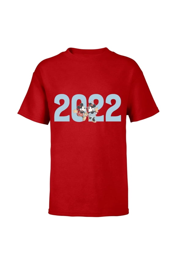 Mickey and Minnie 2022 New Year’s Eve - Short Sleeve T-Shirt for Kids – Customized-Red