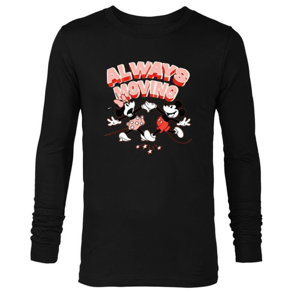 Disney Mickey and Minnie Always Moving - Long Sleeve T-Shirt for Men - Customized-Black