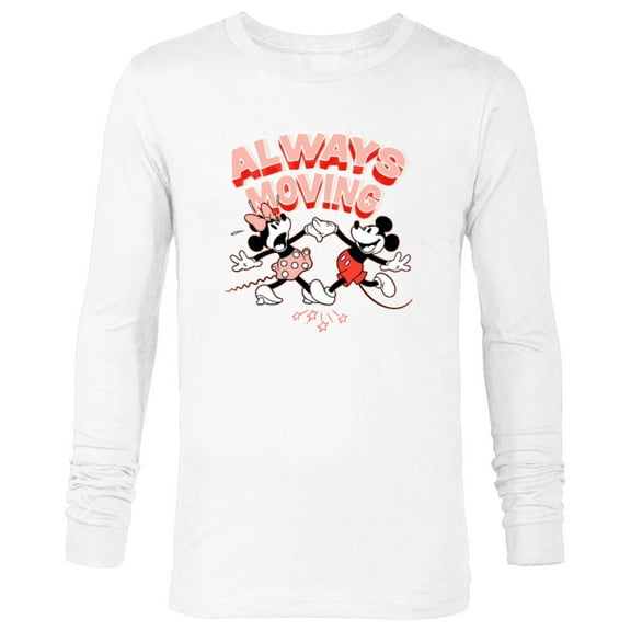 Disney Mickey and Minnie Always Moving - Long Sleeve T-Shirt for Men - Customized-White