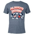 thumbnail image 1 of Disney Mickey and Minnie Always Moving Retro - Short Sleeve Blended T-Shirt for Adults - Customized-Navy Heather, 1 of 5