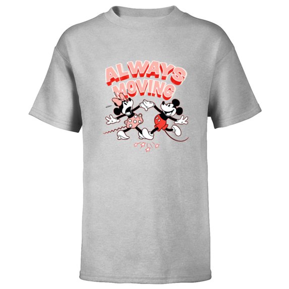 Disney Mickey and Minnie Always Moving - Short Sleeve T-Shirt for Kids - Customized-Athletic Heather