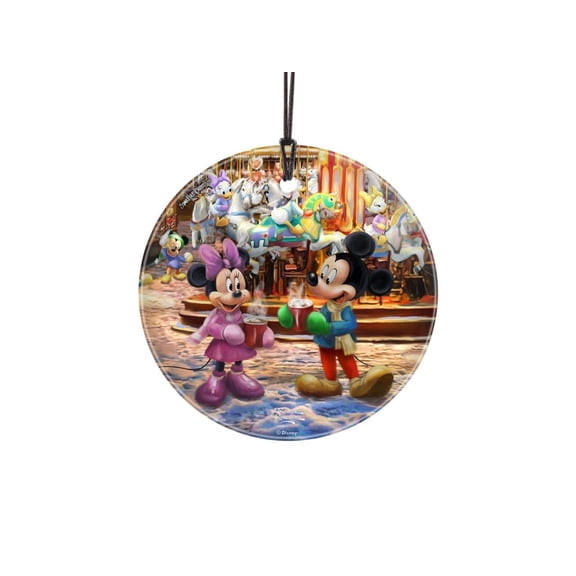 Disney (Mickey and Minnie Christmas Market) StarFire Prints Hanging Glass Print SPCIR1364