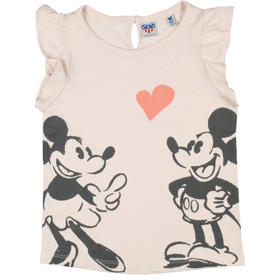 Disney Mickey and Minnie Classic Love Flutter Sleeve Girls' Toddler Shirt