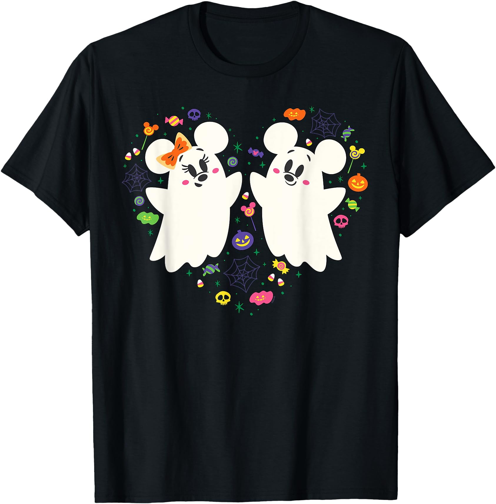 Disney Mickey and Minnie Cute Little Ghosts Halloween Heart TShirt