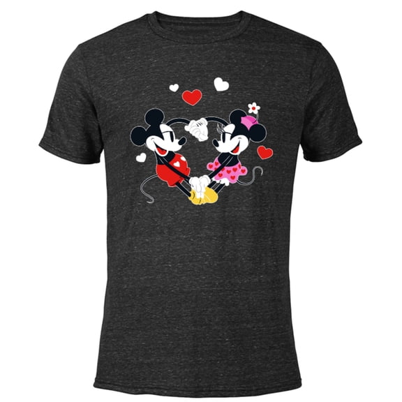 Disney Mickey and Minnie Hearts Valentine’s Day - Short Sleeve Blended T-Shirt for Adults – Customized-Black