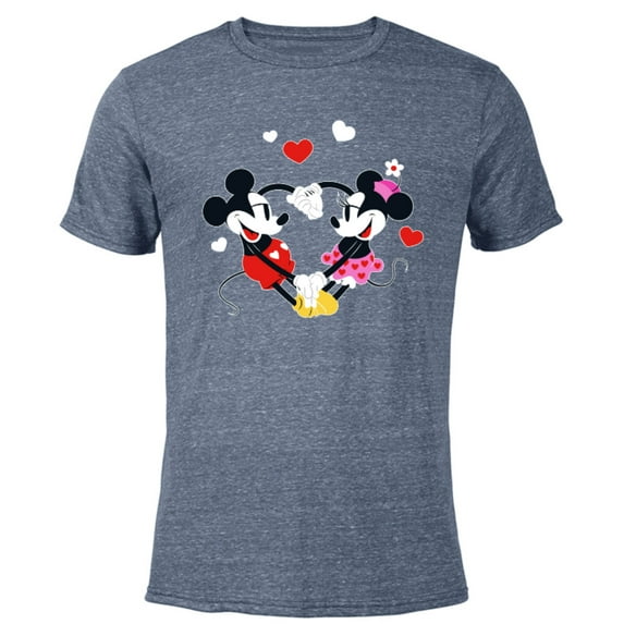 Disney Mickey and Minnie Hearts Valentine’s Day - Short Sleeve Blended T-Shirt for Adults – Customized-Navy Heather