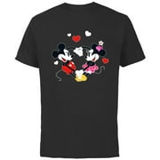 DISNEY Mickey and Minnie Hearts Valentine’s Day - Short Sleeve Cotton T-Shirt for Adults - Customized-Black