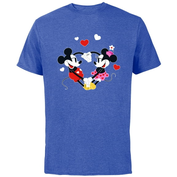 Disney Mickey and Minnie Hearts Valentine’s Day - Short Sleeve Cotton T-Shirt for Adults - Customized-Royal Heather
