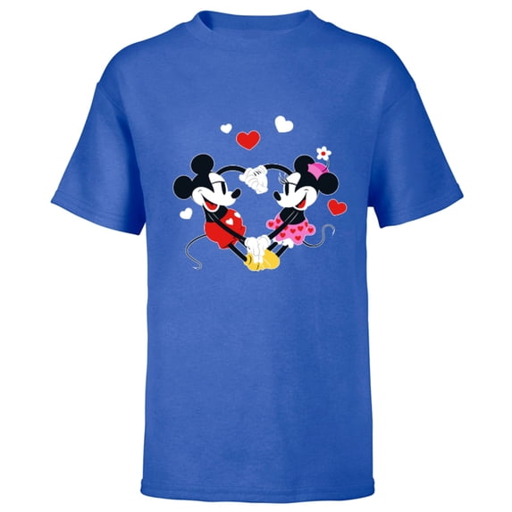 Disney Mickey and Minnie Hearts Valentine’s Day - Short Sleeve T-Shirt for Kids – Customized-Royal