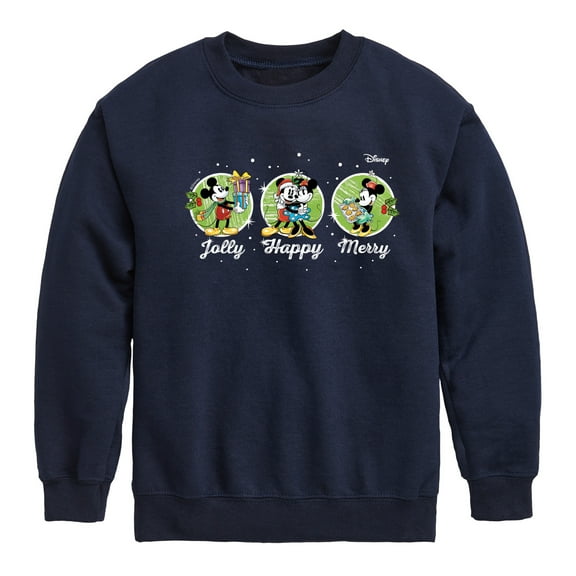 Disney - Mickey and Minnie Jolly Happy Merry Christmas - Toddler & Youth Crewneck Fleece Sweatshirt