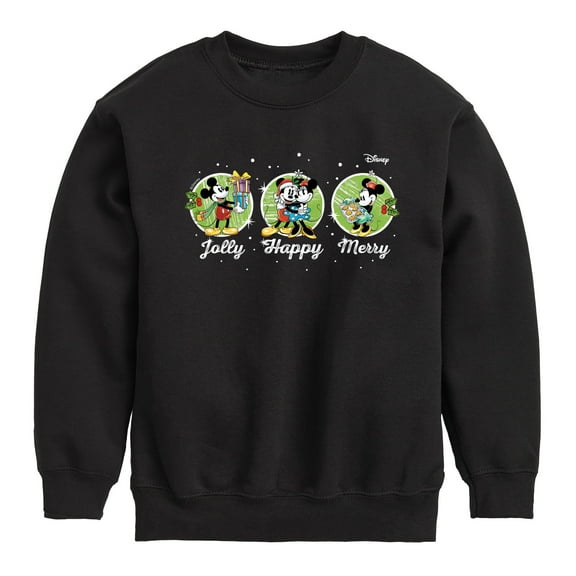 Disney - Mickey and Minnie Jolly Happy Merry Christmas - Toddler & Youth Crewneck Fleece Sweatshirt