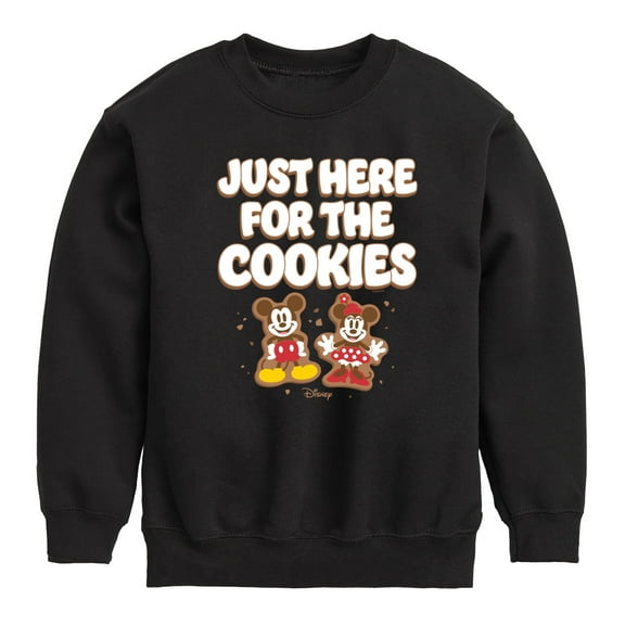 Disney - Mickey and Minnie Just Here For The Cookies Christmas - Toddler & Youth Crewneck Fleece Sweatshirt