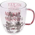 thumbnail image 1 of Silver Buffalo Disney Mickey and Minnie Kiss and Heart Hands Glitter Handle Glass Mug, 14 Ounces, 1 of 7
