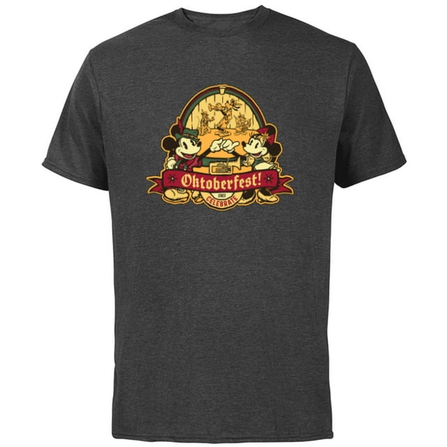 Disney Mickey and Minnie Mouse Celebrate Oktoberfest 2023 - Short Sleeve Cotton T-Shirt for Adults - Customized-Charcoal
