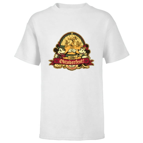 Disney Mickey and Minnie Mouse Celebrate Oktoberfest 2023 - Short Sleeve T-Shirt for Kids - Customized-White