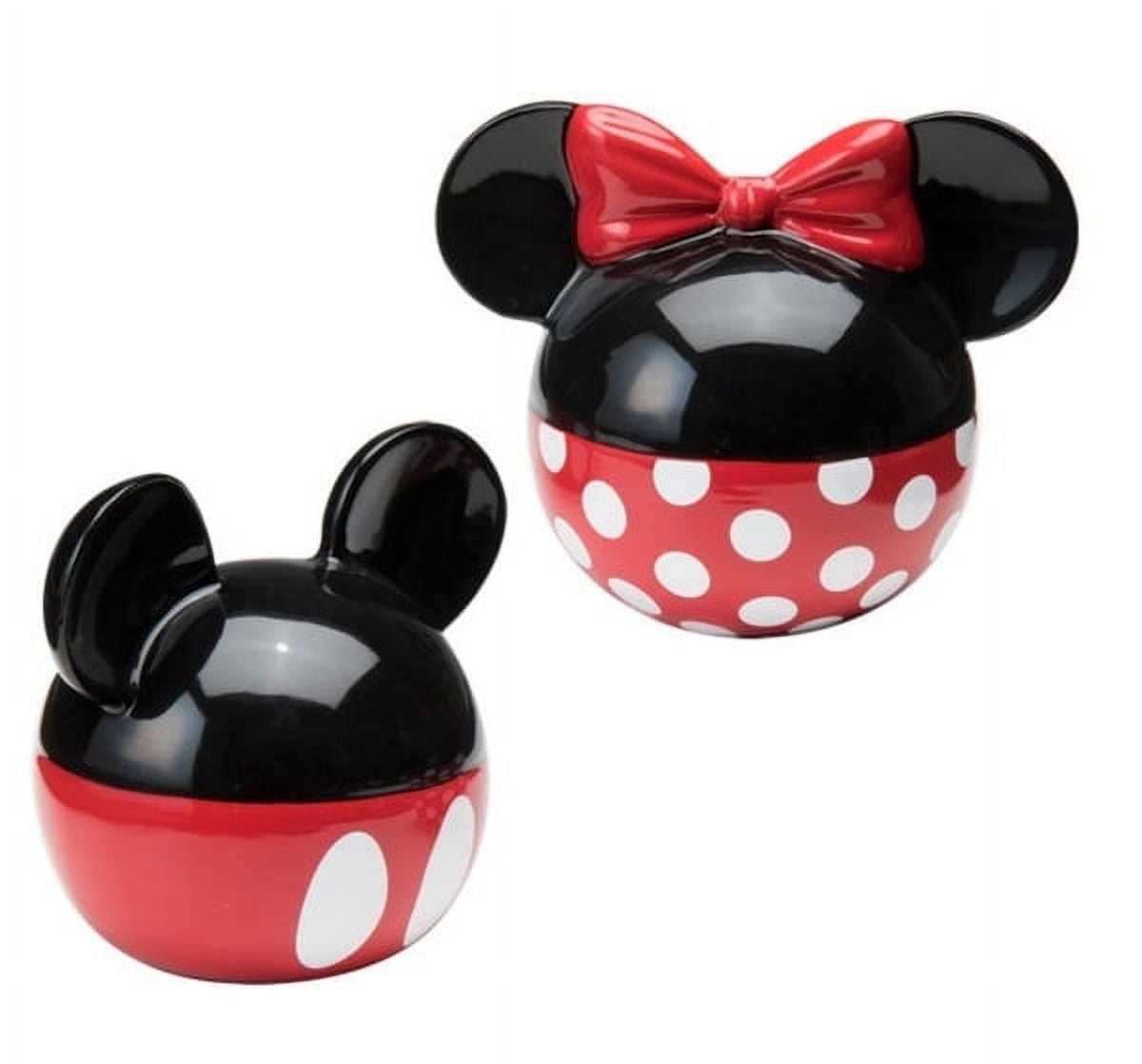 Disney Mickey and Minnie Mouse Ceramic Salt and Pepper Set, Red/Black
