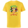 thumbnail image 1 of Disney Mickey and Minnie Mouse Christmas Love Merry Kissmas - Short Sleeve Cotton T-Shirt for Adults - Customized-Yellow, 1 of 5