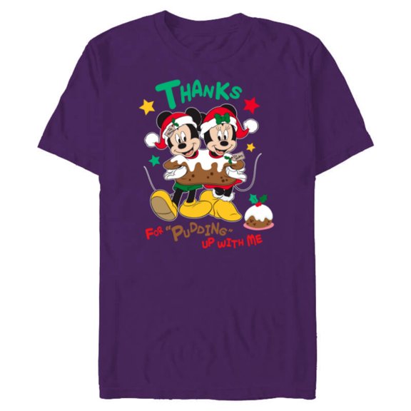 Disney Mickey and Minnie Mouse Christmas Pudding Up with Me - Short Sleeve Blended T-Shirt for Adults - Customized-Purple