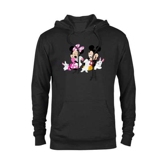 Disney Mickey and Minnie Mouse Easter Bunnies - Pullover Hoodie for Adults - Customized-Black