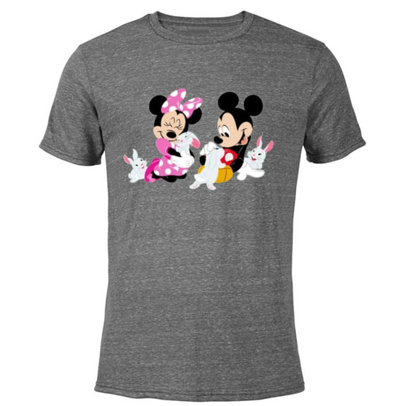 Disney Mickey and Minnie Mouse Easter Bunnies - Short Sleeve Blended T-Shirt for Adults - Customized-Dark Heather