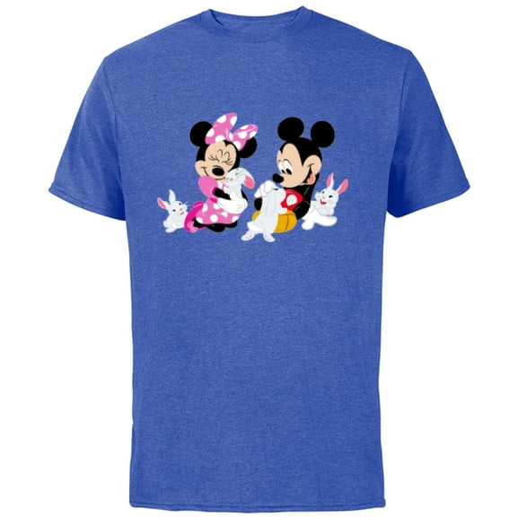 Disney Mickey and Minnie Mouse Easter Bunnies - Short Sleeve Cotton T-Shirt for Adults - Customized-Royal Heather