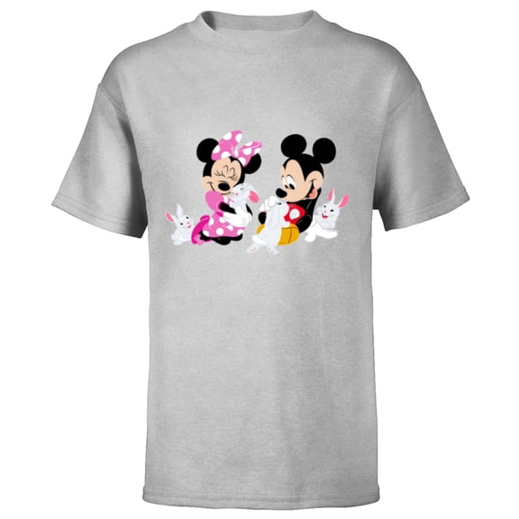 Disney Mickey and Minnie Mouse Easter Bunnies - Short Sleeve T-Shirt for Kids - Customized-Athletic Heather