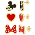 thumbnail image 1 of Disney Mickey and Minnie Mouse Fashion Stud Earring - Mismatch Kiss, Black/Red - 3 pairs, 1 of 4