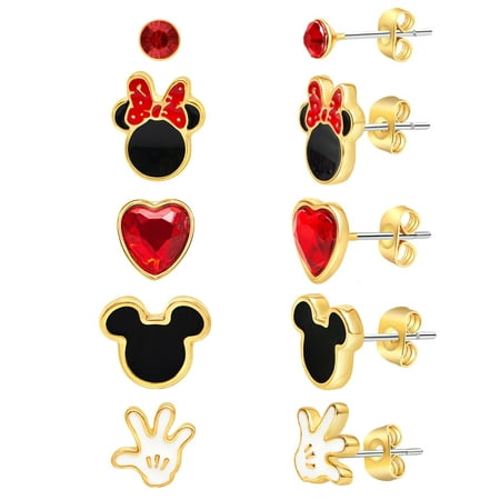 Disney Mickey and Minnie Mouse Girl's Fashion Stud Earrings, 5