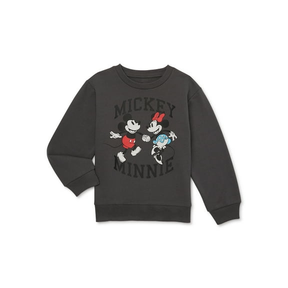 Disney Mickey and Minnie Mouse Girls Graphic Crewneck Fleece Sweatshirt, Size 4-16
