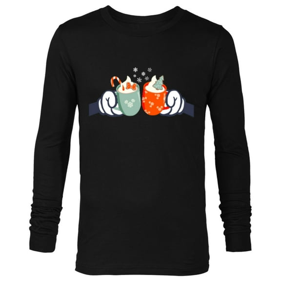 Disney Mickey and Minnie Mouse Holiday Christmas Cocoa Mugs - Long Sleeve T-Shirt for Men - Customized-Black