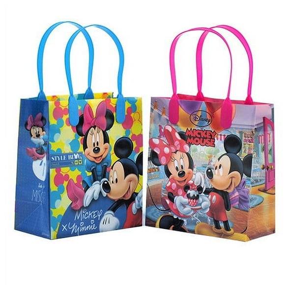 12 Mickey and Minnie Mouse Party Favor Reusable Goodie Small Gift Bags 6"