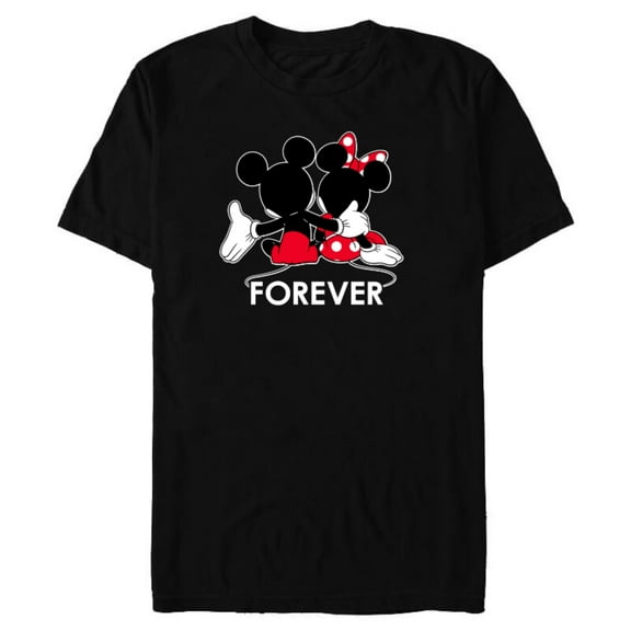 Disney Mickey and Minnie Mouse Silhouettes Forever - Short Sleeve Blended T-Shirt for Adults -Customized-Black