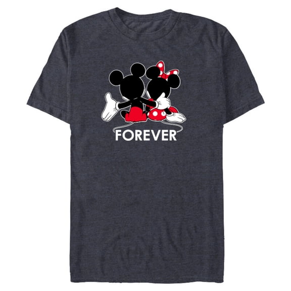 Disney Mickey and Minnie Mouse Silhouettes Forever - Short Sleeve Blended T-Shirt for Adults -Customized-Navy Heather