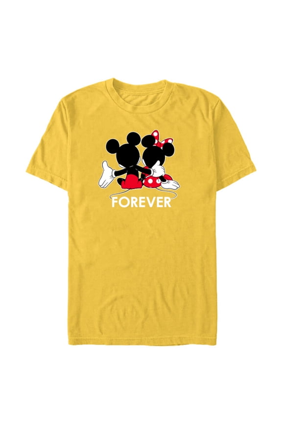 Mickey and Minnie Mouse Silhouettes Forever - Short Sleeve Blended T-Shirt for Adults -Customized-Yellow
