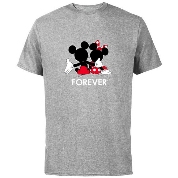 Disney Mickey and Minnie Mouse Silhouettes Forever - Short Sleeve Cotton T-Shirt for Adults -Customized-Athletic Heather