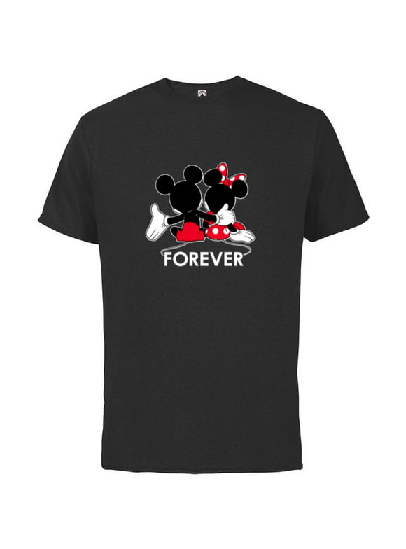 Disney Mickey and Minnie Mouse Silhouettes Forever - Short Sleeve Cotton T-Shirt for Adults -Customized-Black