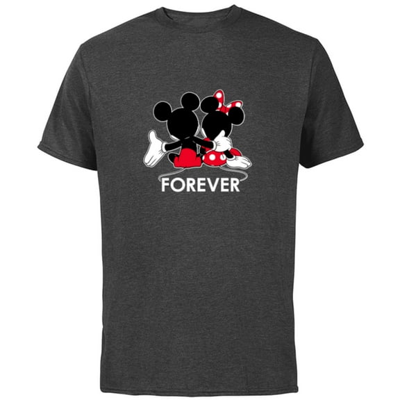 Disney Mickey and Minnie Mouse Silhouettes Forever - Short Sleeve Cotton T-Shirt for Adults -Customized-Charcoal