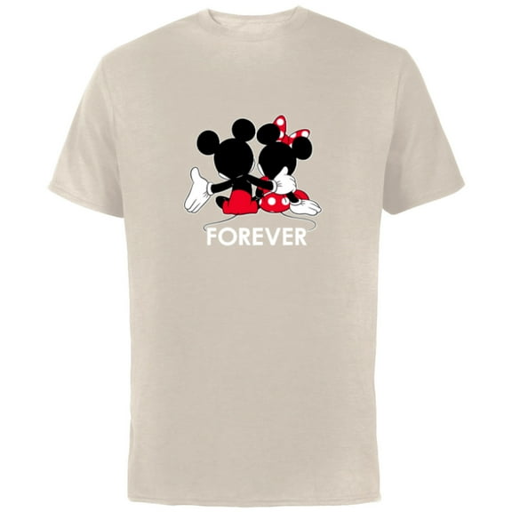 Disney Mickey and Minnie Mouse Silhouettes Forever - Short Sleeve Cotton T-Shirt for Adults -Customized-Natural