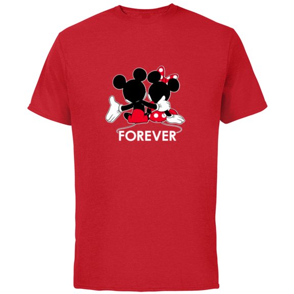 Disney Mickey and Minnie Mouse Silhouettes Forever - Short Sleeve Cotton T-Shirt for Adults -Customized-Red