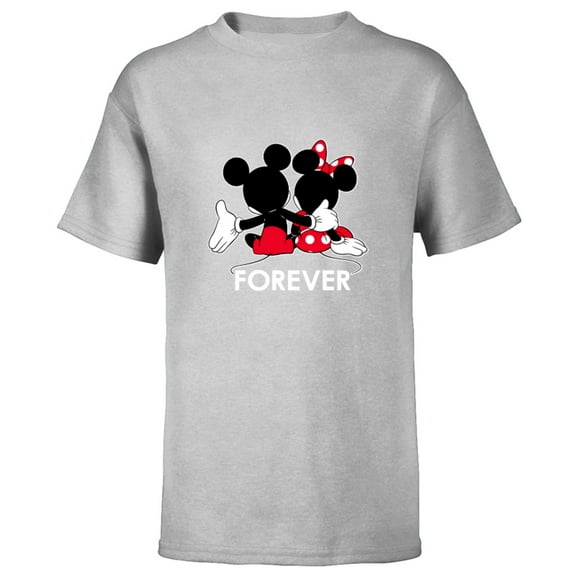 Disney Mickey and Minnie Mouse Silhouettes Forever - Short Sleeve T-Shirt for Kids -Customized-Athletic Heather