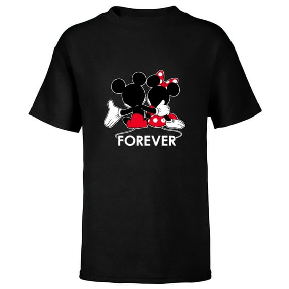 Disney Mickey and Minnie Mouse Silhouettes Forever - Short Sleeve T-Shirt for Kids -Customized-Black