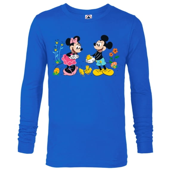 Disney Mickey and Minnie Mouse Springtime Easter - Long Sleeve T-Shirt for Men - Customized-Royal