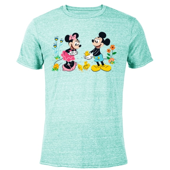 Disney Mickey and Minnie Mouse Springtime Easter - Short Sleeve Blended T-Shirt for Adults - Customized-Ocean Blue