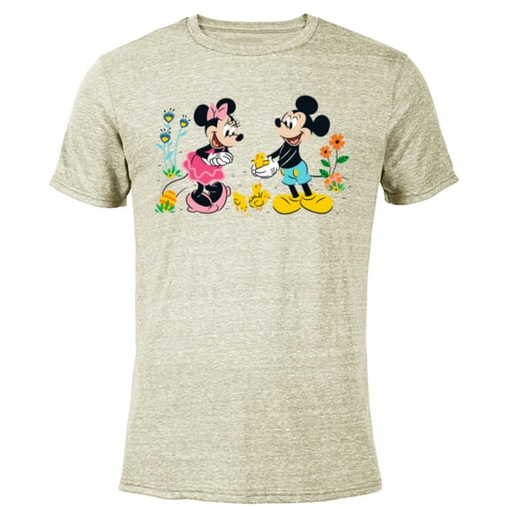 Disney Mickey and Minnie Mouse Springtime Easter - Short Sleeve Blended T-Shirt for Adults - Customized-Yellow