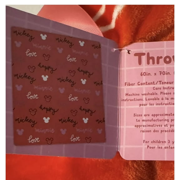 Disney Mickey and Minnie Mouse Throw Blanket " Love is in the Air"