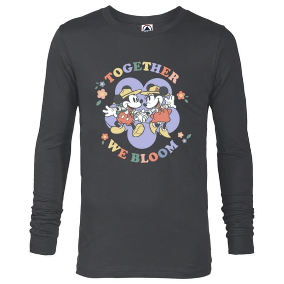 Disney Mickey and Minnie Mouse Together We Bloom Springtime - Long Sleeve T-Shirt for Men - Customized-Charcoal Heather