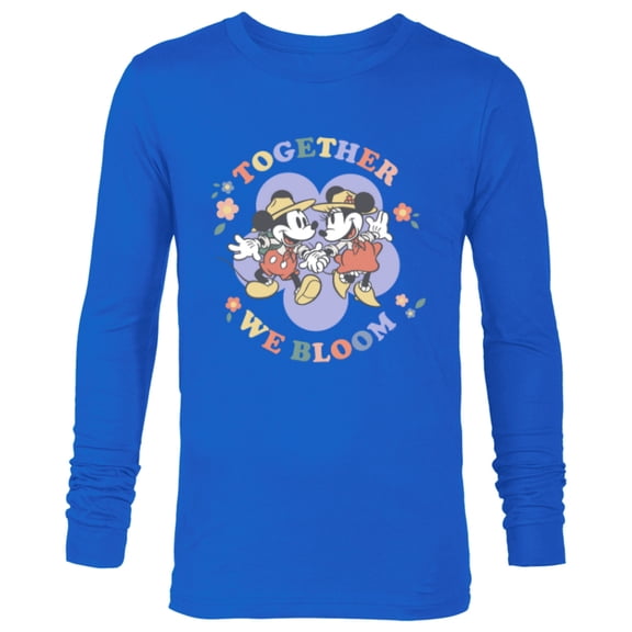 Disney Mickey and Minnie Mouse Together We Bloom Springtime - Long Sleeve T-Shirt for Men - Customized-Navy